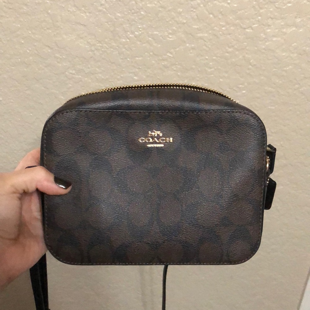Brown/black coach cross body purse